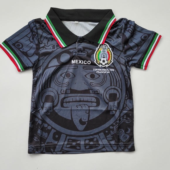 Kids Mexico 1998 World Cup uniform black jersey set - Picture 2 of 4